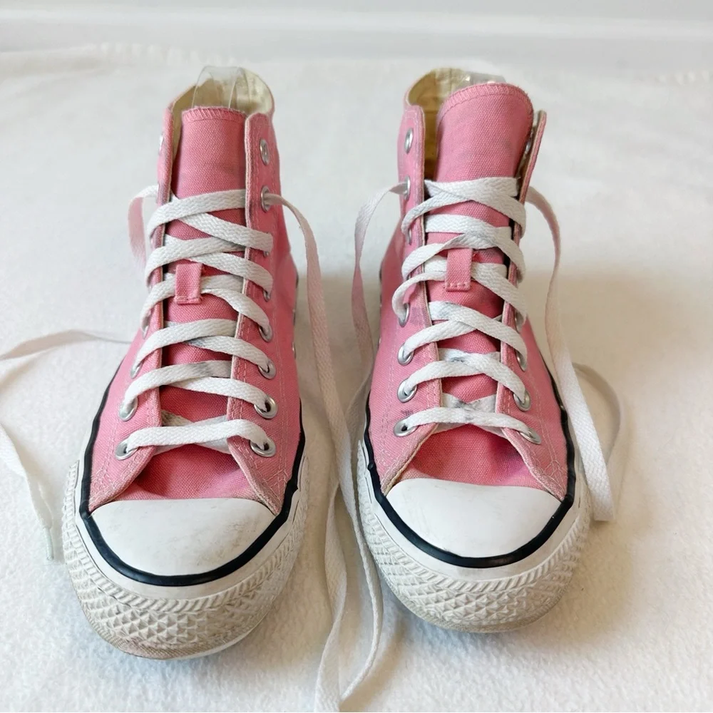 Converse Pink High Top Canvas All Star Chuck Taylor Sneakers EUC, size 8.5 - Picture 3 of 16
